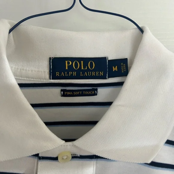 Ralph Lauren Men's Striped Polo Shirt in White and Navy - Picture 3 of 7